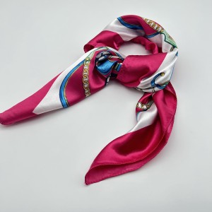 Rose red retro small silk scarf